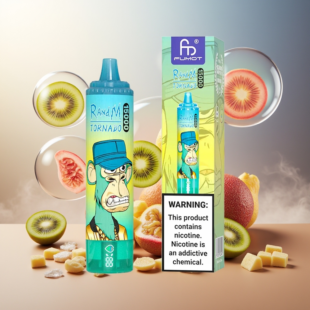 Partihandel Sverige RandM Fumot Tornado 15000 25ml 850mAh Kiwi Passionfrukt Guava
