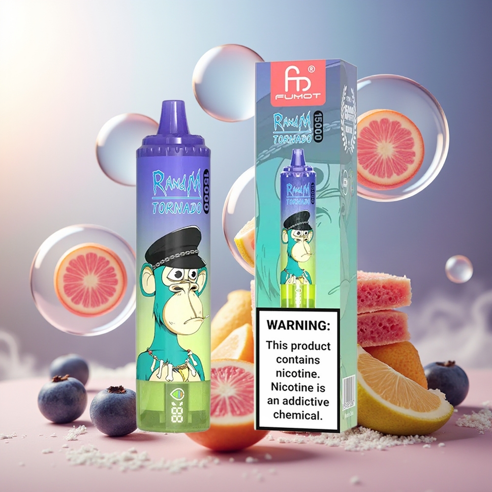 Partihandel Sverige RandM Fumot Tornado 15000 Puffs 25ml 850mAh Blåbär Tuggummi