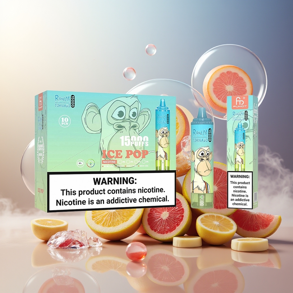 Partihandel Sverige RandM Fumot Tornado 15000 Puffs 25ml 850mAh Isglass Pop