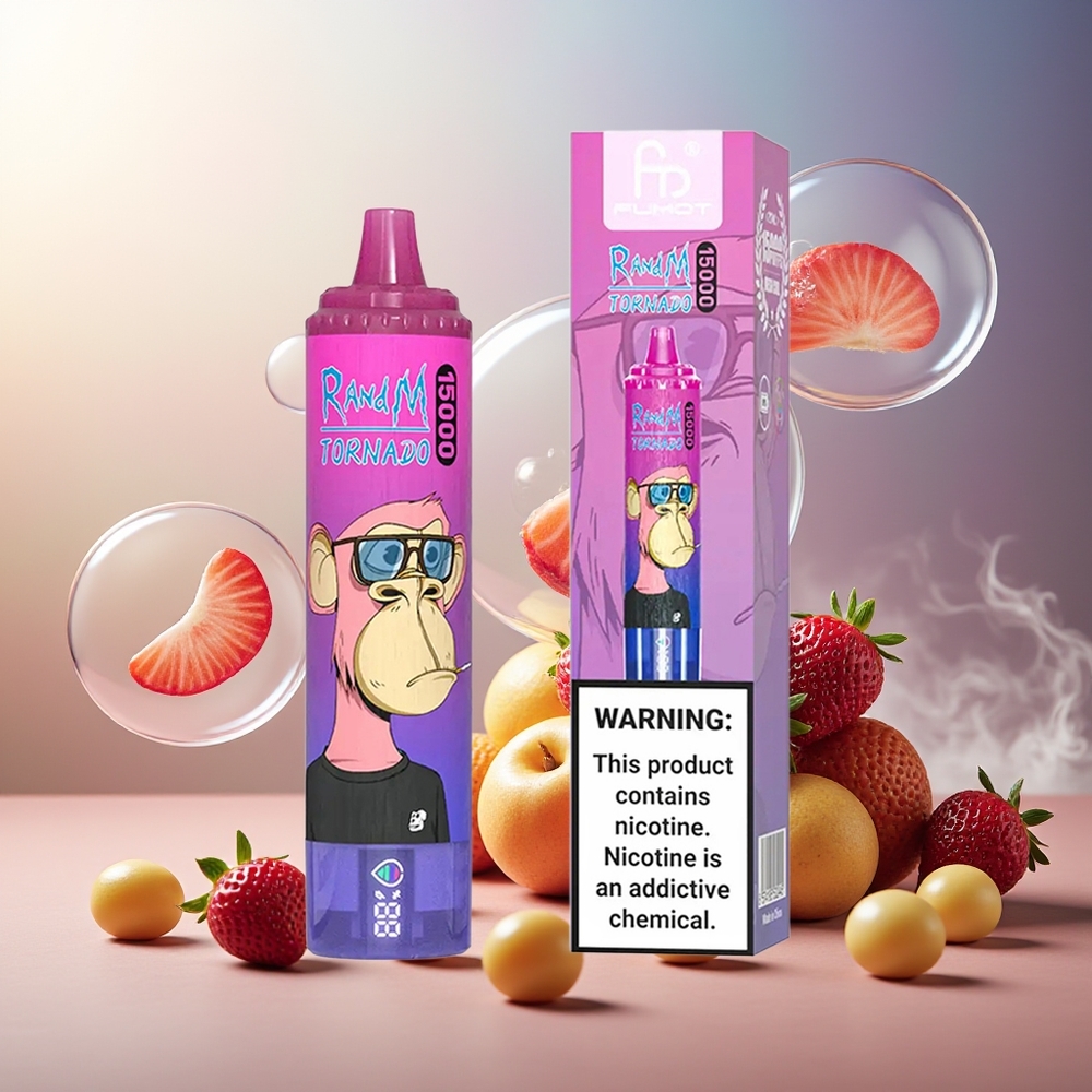 Partihandel Sverige RandM Fumot Tornado 15000 Puffs 25ml 850mAh Jordgubb Druva