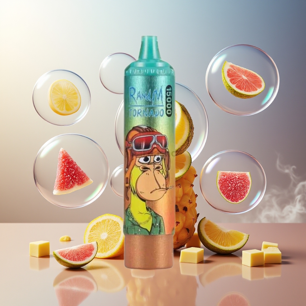 Partihandel Sverige RandM Fumot Tornado 15000 Puffs 25ml 850mAh Type-C Isad Ananas