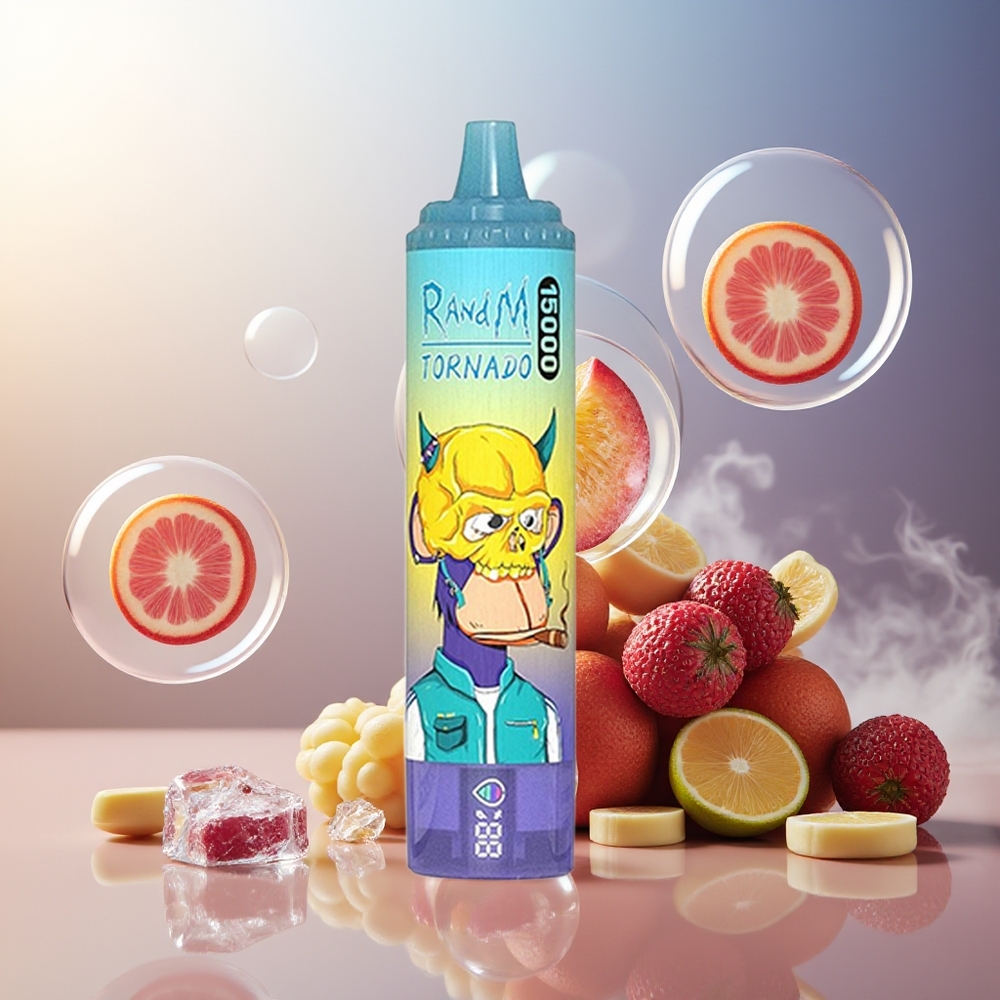 Partihandel Sverige RandM Fumot Tornado 15000 Puffs 25ml 850mAh USB-C LCD Grape Is