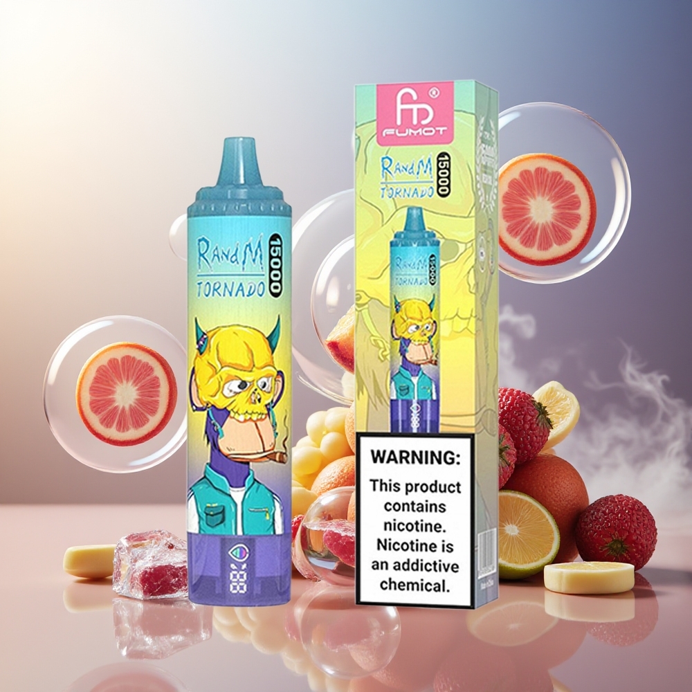 Partihandel Sverige RandM Fumot Tornado 15000 Puffs 25ml 850mAh USB-C LCD Grape Is
