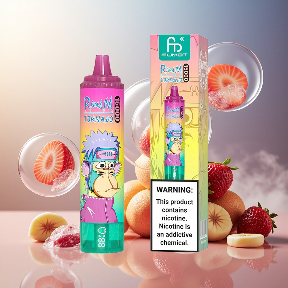 Partihandel Sverige RandM Fumot Tornado 15000 Puffs 25ml Jordgubb Is