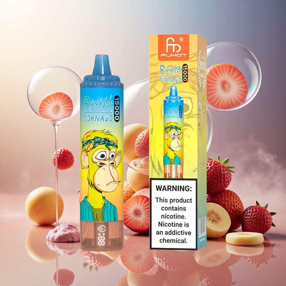 Partihandel Sverige RandM Fumot Tornado 15000 Puffs 850mAh Jordgubbe