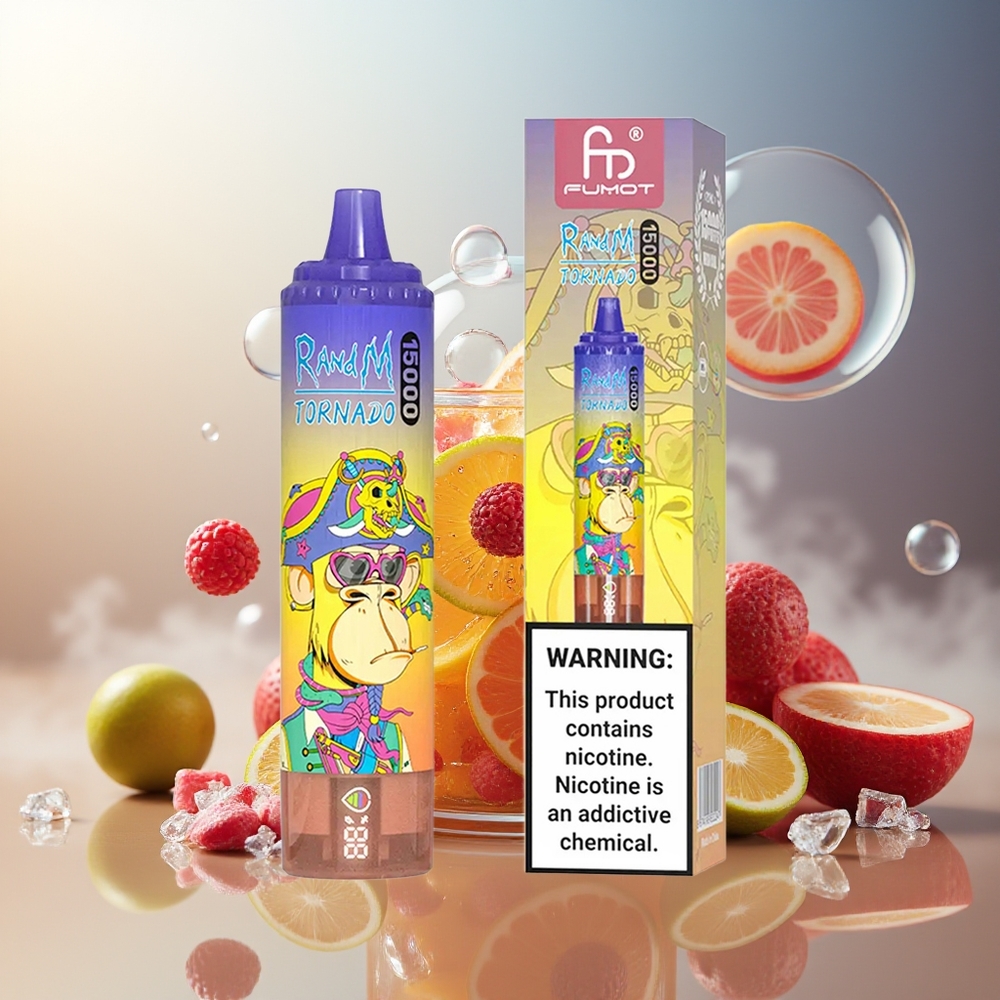 Partihandel Sverige RandM Fumot Tornado 15000 Puffs Cola Is 25ml 850mAh Mesh LCD TypC