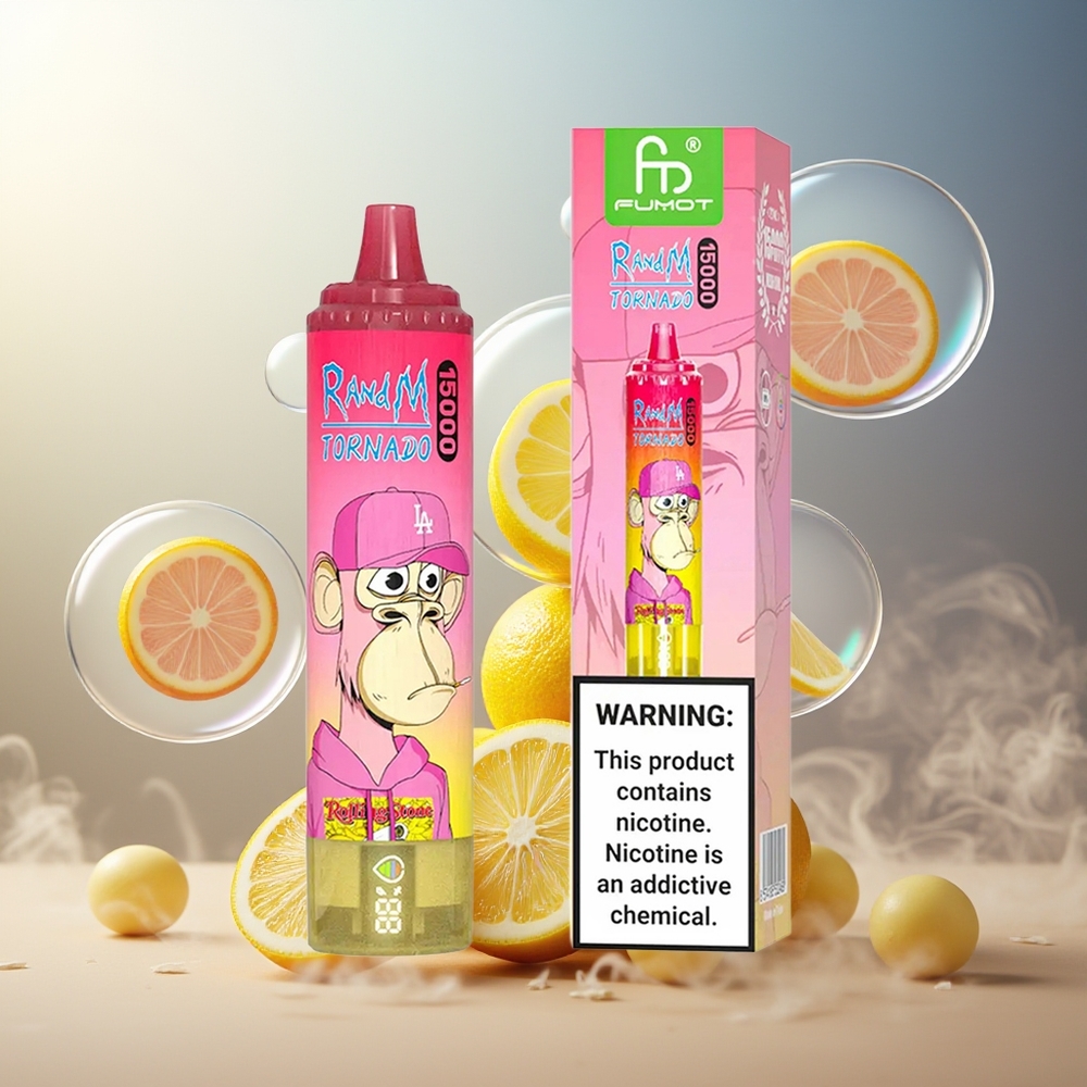 Partihandel Sverige RandM Fumot Tornado 15000 Puffs Engångs Vape Citron 25ml 850mAh Mesh