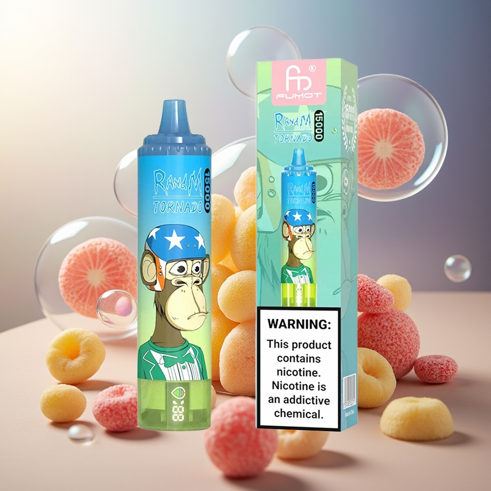 Partihandel Sverige RandM Fumot Tornado 15000 Puffs LCD Läkemedelsbjörn 25ml 850mAh Mesh