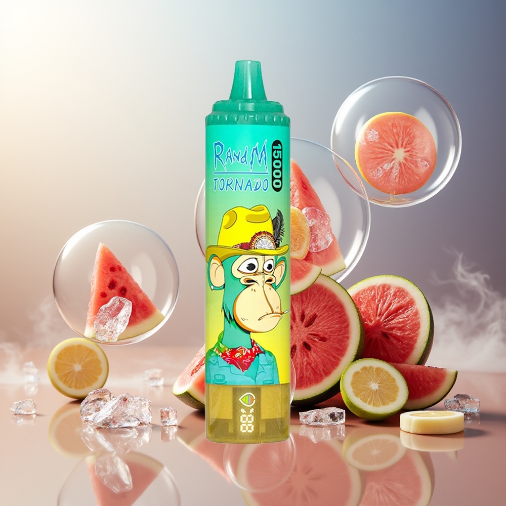 Partihandel Sverige RandM Fumot Tornado 15000 Puffs Vattenmelon Is 25ml 850mAh Mesh LCD