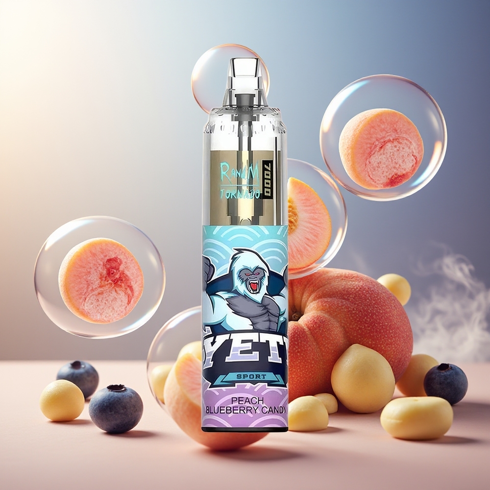 Partihandel Sverige RandM Fumot Tornado 7000 14ML Mesh Coil Peach Blåbär Candy