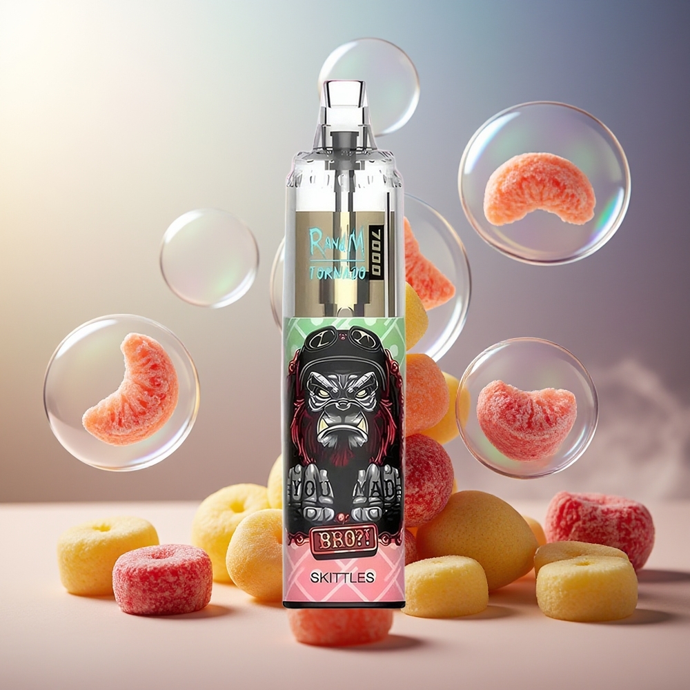 Partihandel Sverige RandM Fumot Tornado 7000 14ML Mesh Coil RGB Regnbåge