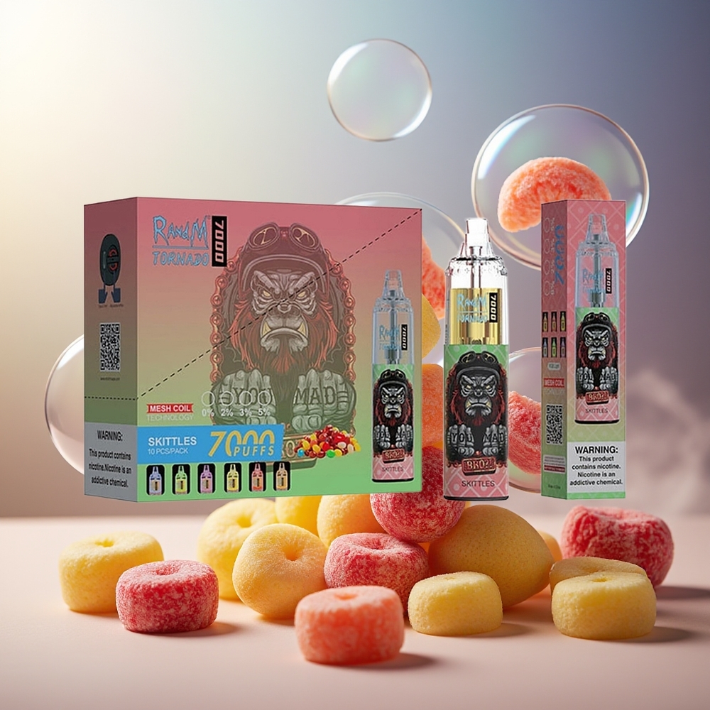 Partihandel Sverige RandM Fumot Tornado 7000 14ML Mesh Coil RGB Regnbåge