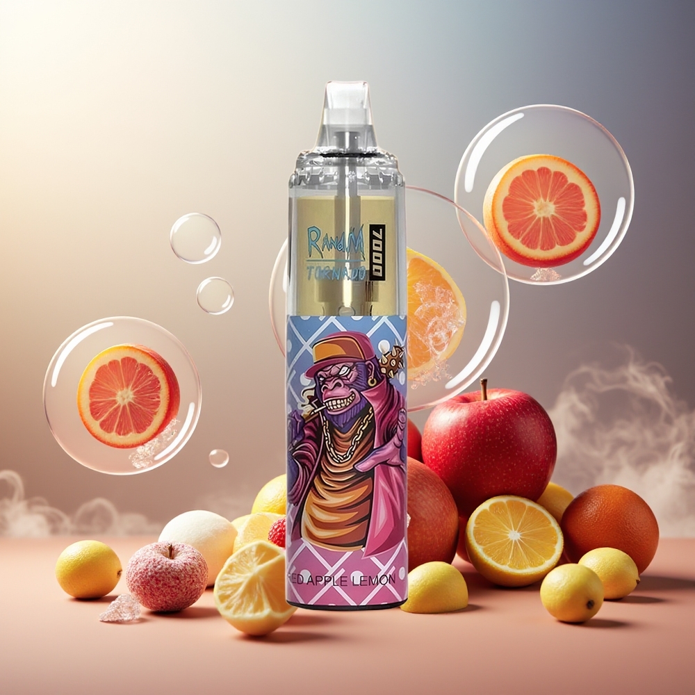 Partihandel Sverige RandM Fumot Tornado 7000 14ML Mesh Coil Röd Äpple Citron