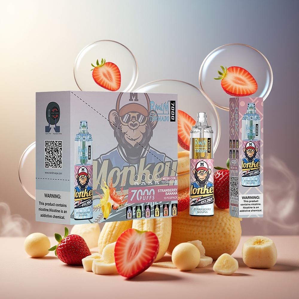Partihandel Sverige RandM Fumot Tornado 7000 14ML Mesh Jordgubb Banan
