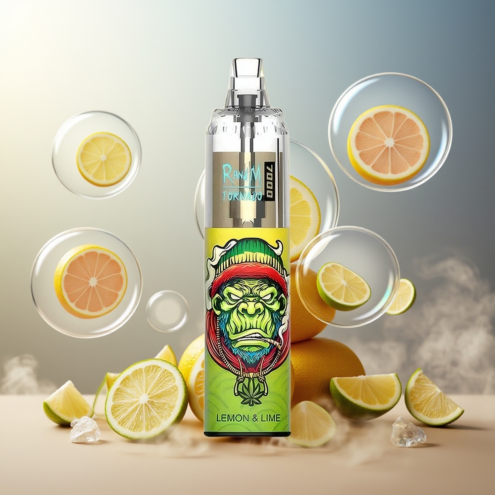 Partihandel Sverige RandM Fumot Tornado 7000 Citron Lime 14ML Mesh Coil Luftjusterbar