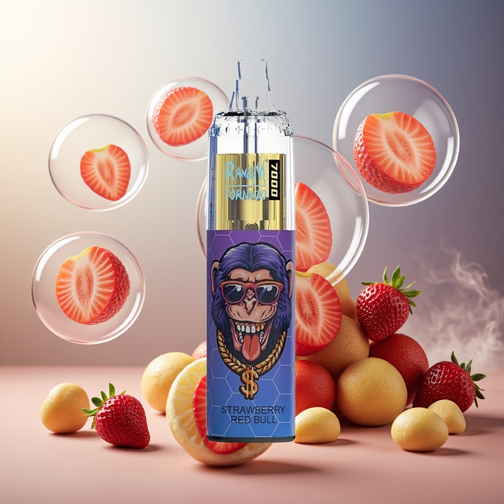 Partihandel Sverige RandM Fumot Tornado 7000 Jordgubb Röd Tjur 14ML Mesh Coil Typ-C RGB Luftjusterbar