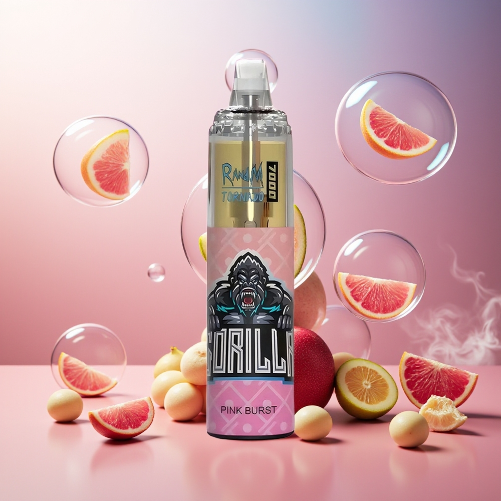 Partihandel Sverige RandM Fumot Tornado 7000 Puffs 14ML Mesh Coil Luftinställningsbar Rosa Explosion