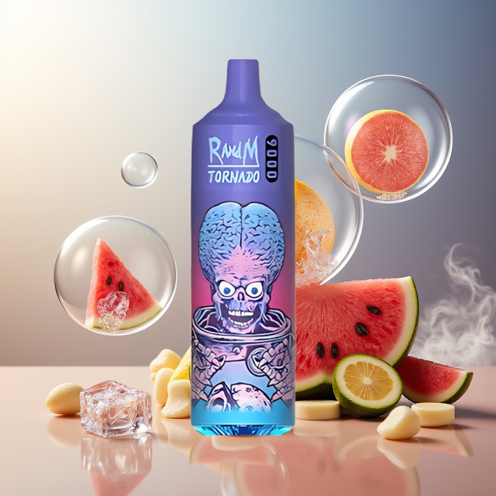 Partihandel Sverige RandM Fumot Tornado 9000 Dricks 18mL RGB Mesh Vattenmelon Brazz Is