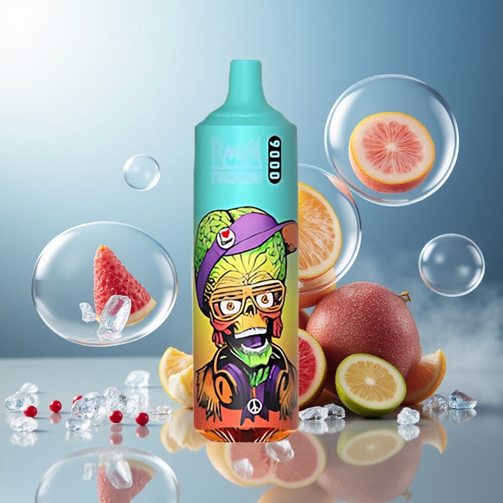 Partihandel Sverige RandM Fumot Tornado 9000 Puffs 18mL Blåis Mesh Coil RGB Display