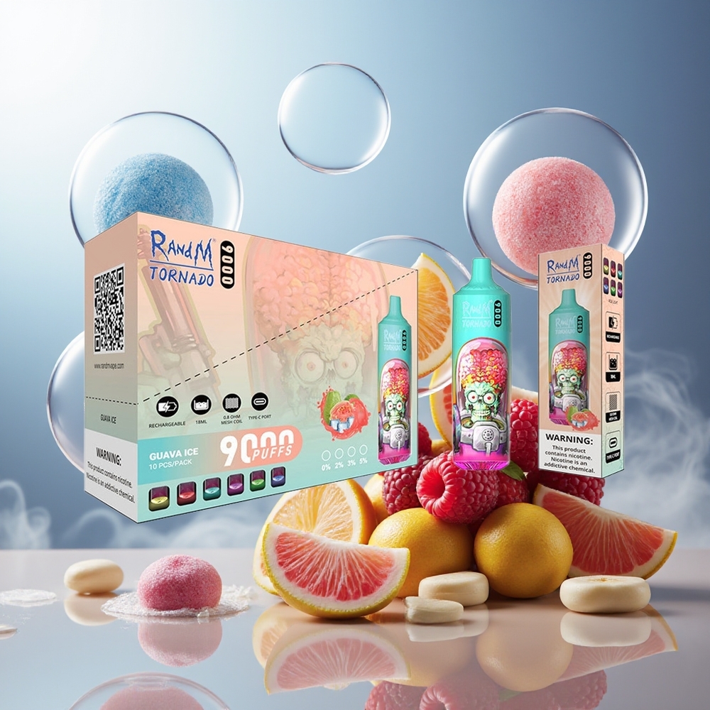 Partihandel Sverige RandM Fumot Tornado 9000 Puffs 850mAh 18mL Mesh Blå Sur Hallon