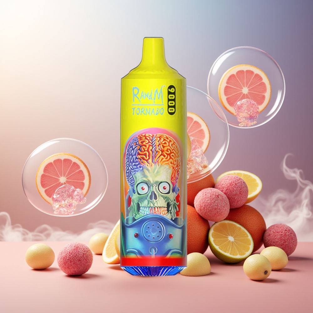 Partihandel Sverige RandM Fumot Tornado 9000 Puffs 850mAh 18mL Mesh RGB Display Rosa Citron