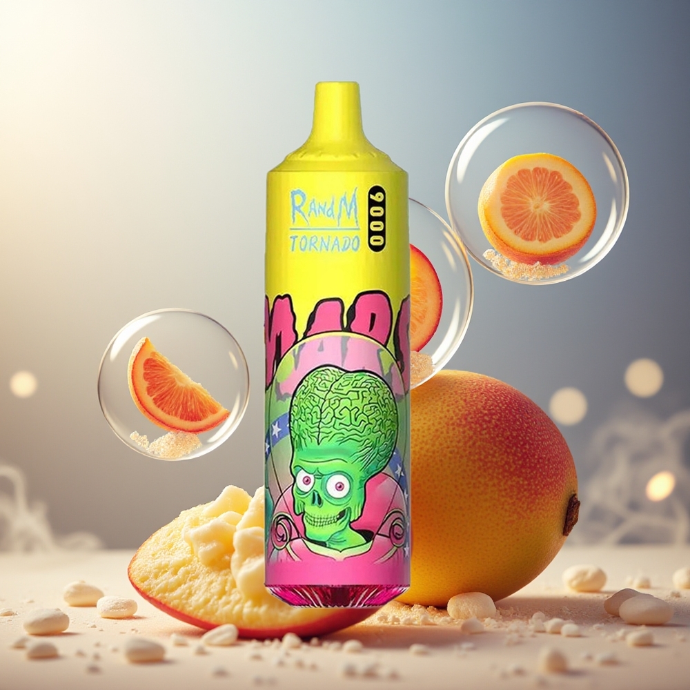 Partihandel Sverige RandM Fumot Tornado 9000 Puffs Tre Mango 18mL Mesh RGB Display