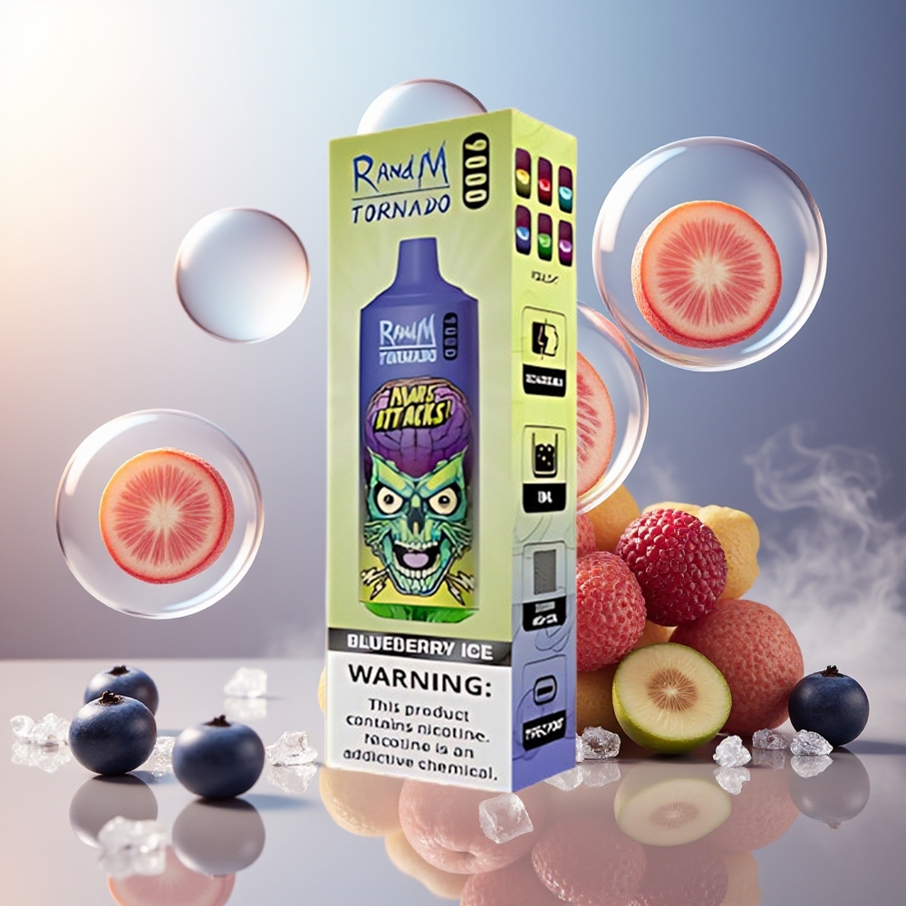 Partihandel Sverige RandM Fumot Tornado 9000 Puffs Återuppladdningsbar Blåbär Is