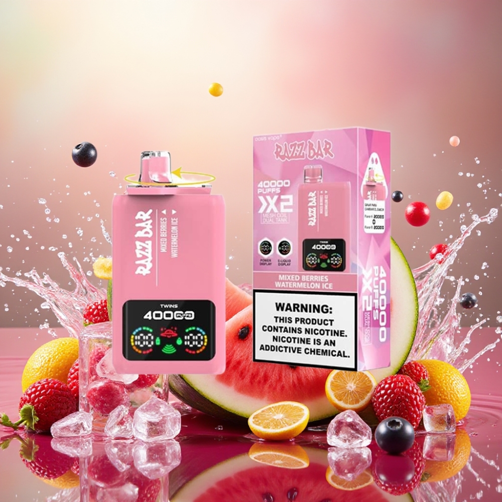 Partihandel Sverige Razz Bar 40000 Puffs 1.0Ω 2 Mesh Coil Blandade Bär & Vattenmelon Is