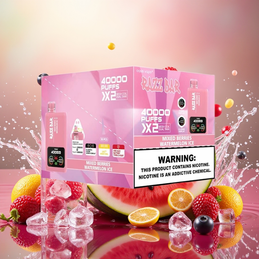 Partihandel Sverige Razz Bar 40000 Puffs 1.0Ω 2 Mesh Coil Blandade Bär & Vattenmelon Is