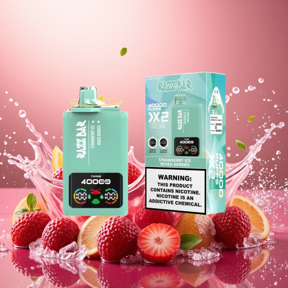 Partihandel Sverige Razz Bar 40000 Puffs 650mAh Typ-C Jordgubbe & Blandade Bär 1.0Ω 2 Mesh Coil