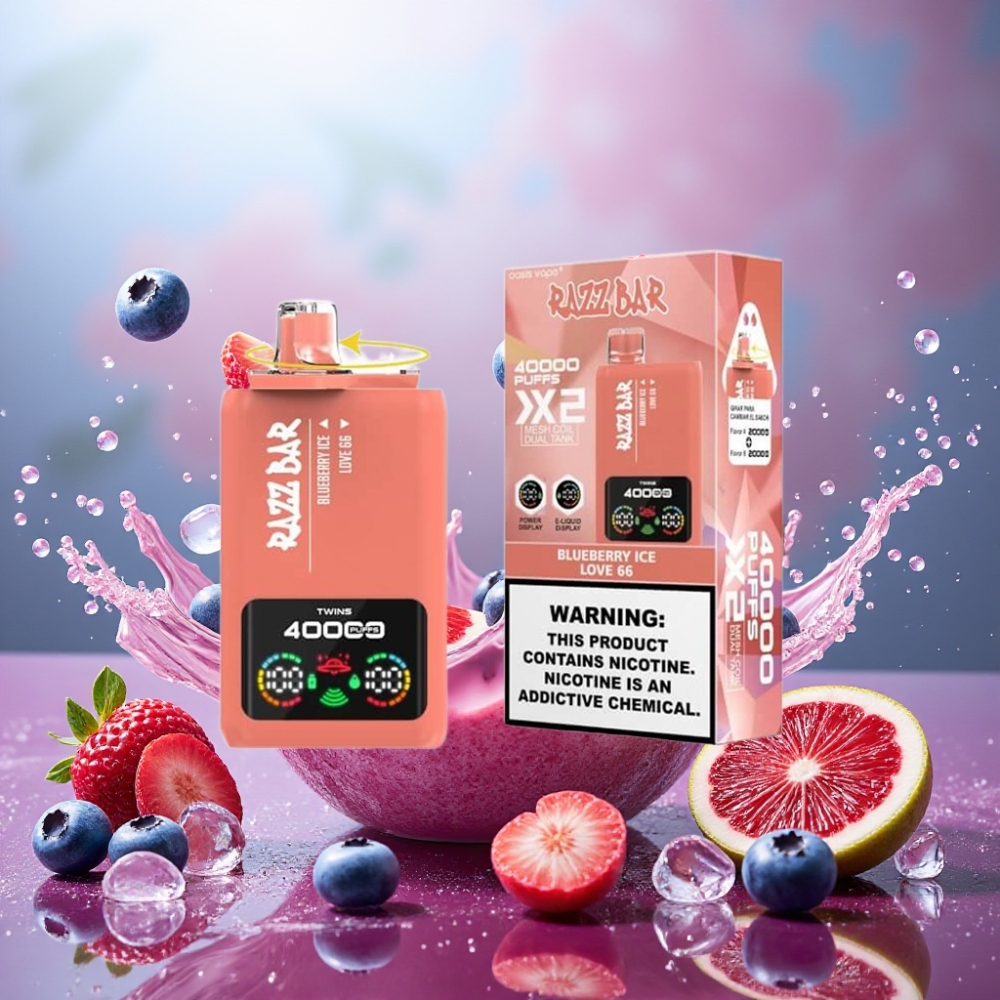 Partihandel Sverige Razz Bar 40000 Puffs 650mAh Type-C Blåbär Is & Love 66 2% 5% 1.0Ω 2 Mesh