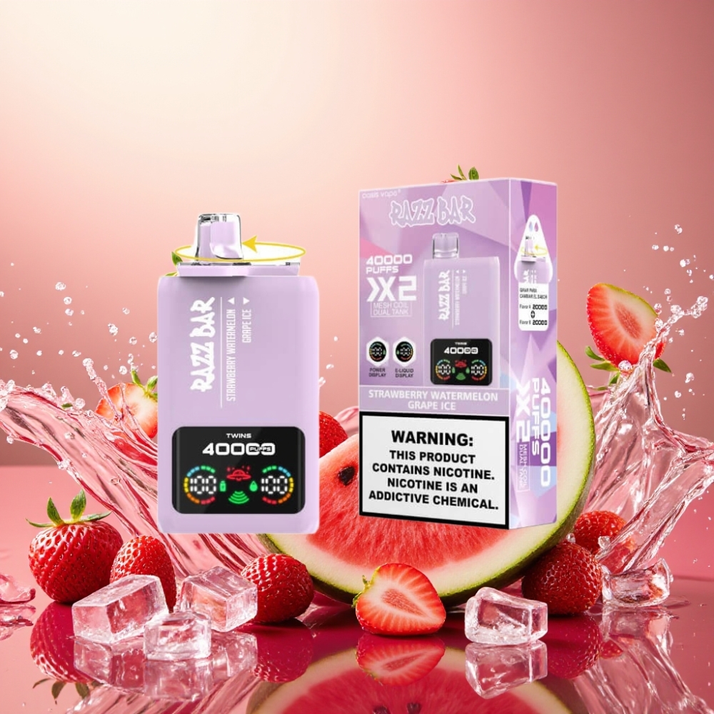 Partihandel Sverige Razz Bar 40000 Puffs Power Screen 1.0Ω 2 Mesh Jordgubba Vattenmelon & Vindruva Is