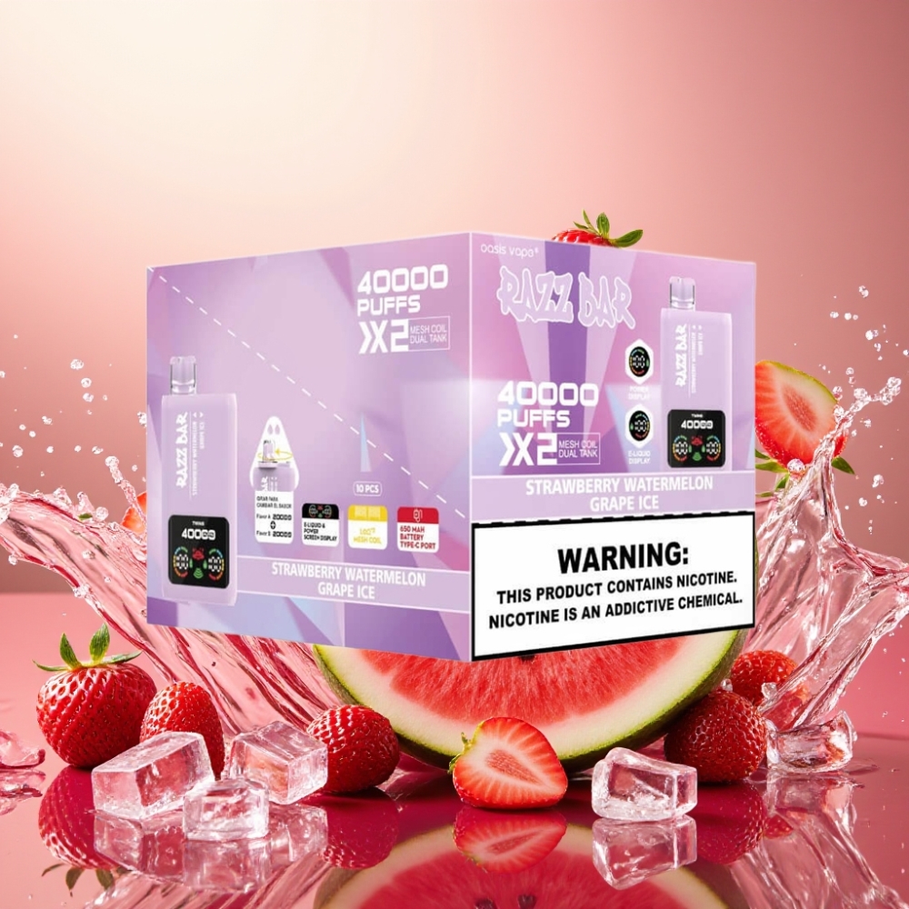 Partihandel Sverige Razz Bar 40000 Puffs Power Screen 1.0Ω 2 Mesh Jordgubba Vattenmelon & Vindruva Is
