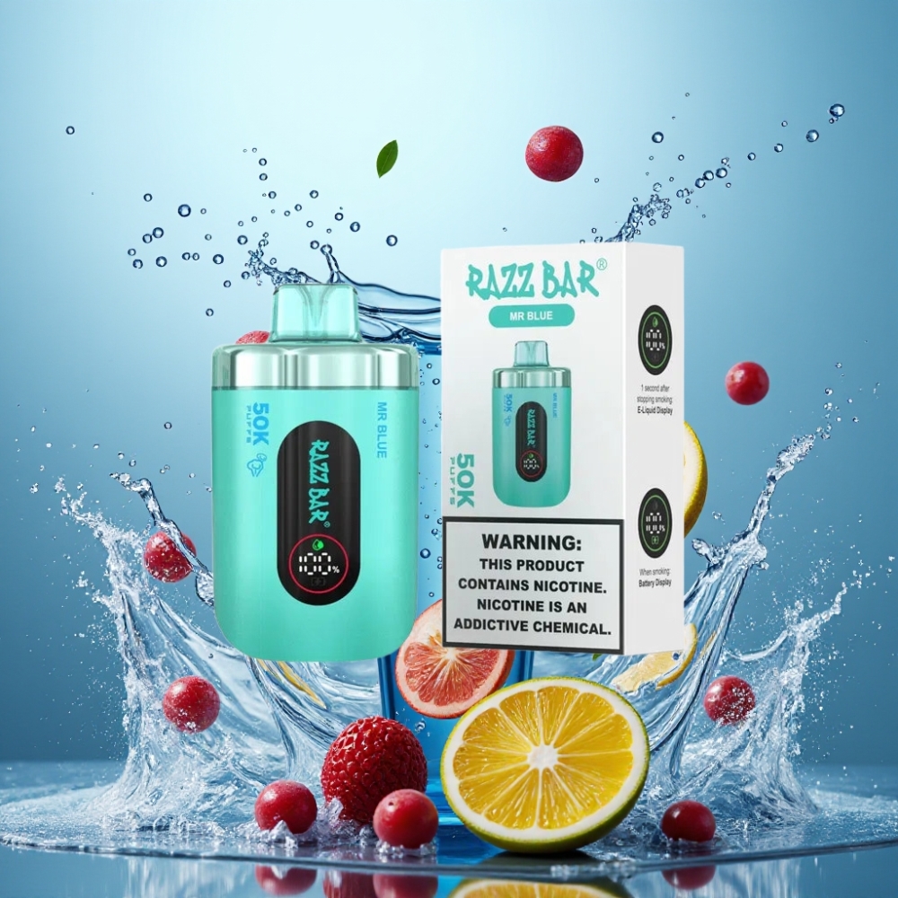 Partihandel Sverige Razz Bar 50K Blå Mesh 1.0Ω Typ-C 650mAh 2%