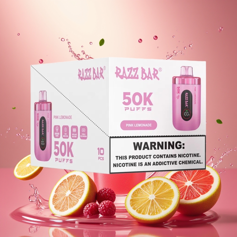Partihandel Sverige Razz Bar 50K Puffs 1.0Ohm Mesh Coil Rosa Citron