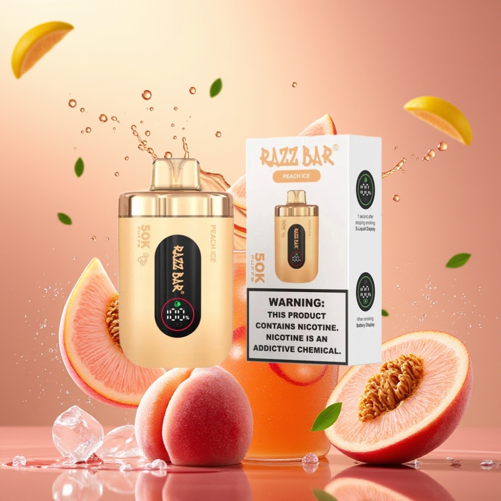Partihandel Sverige Razz Bar 50K Puffs 1.0 Ohm Mesh Persika Is Vape