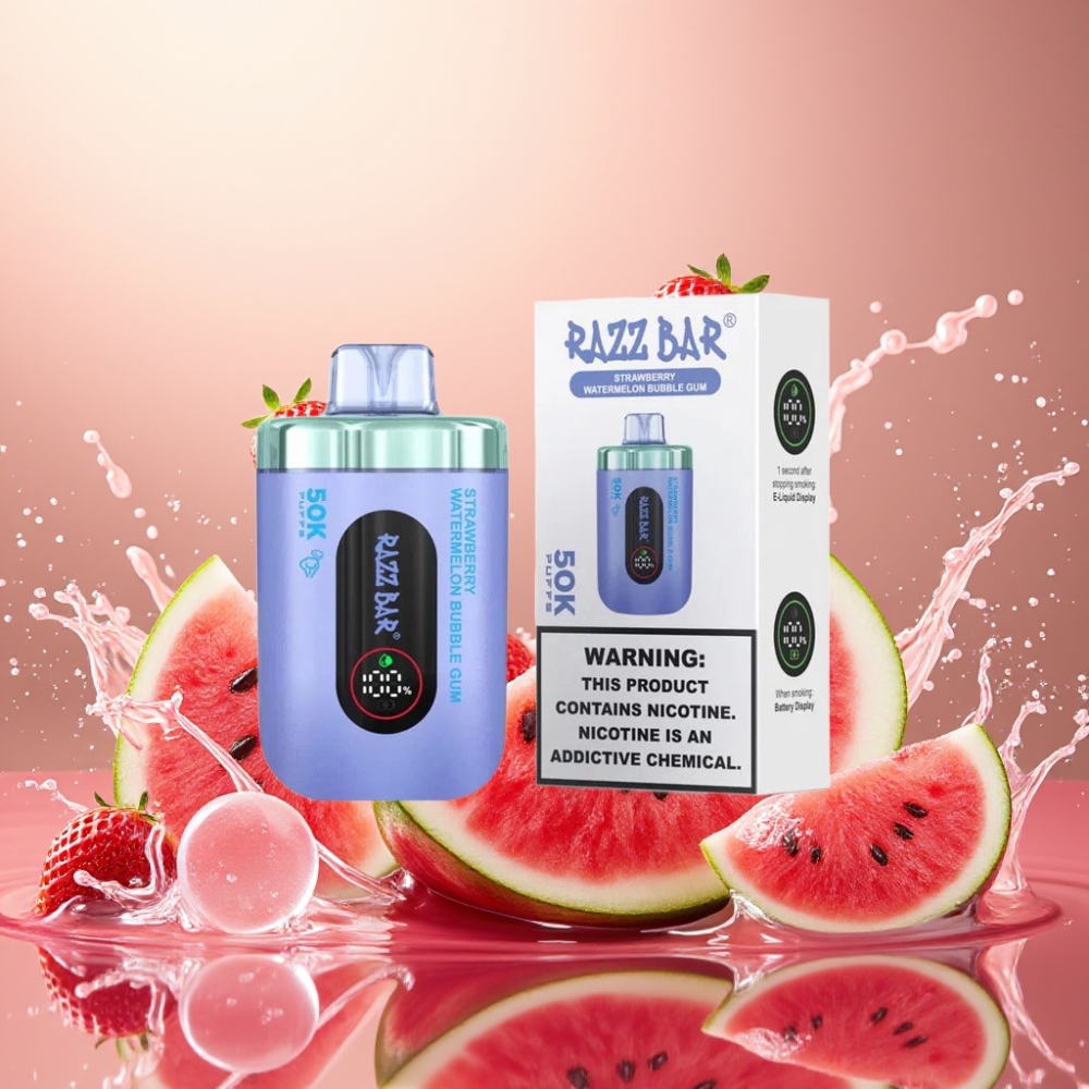 Partihandel Sverige Razz Bar 50K Puffs Jordgubb Vattenmelon Tuggummi 1.0 Ohm Mesh 2% Nikotin
