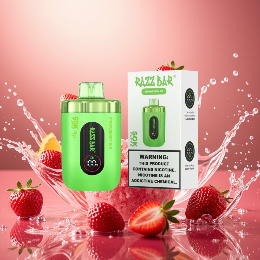 Partihandel Sverige Razz Bar 50K Puffs Typ-C Laddbar Jordgubbsis 2% Nikotin 650mAh