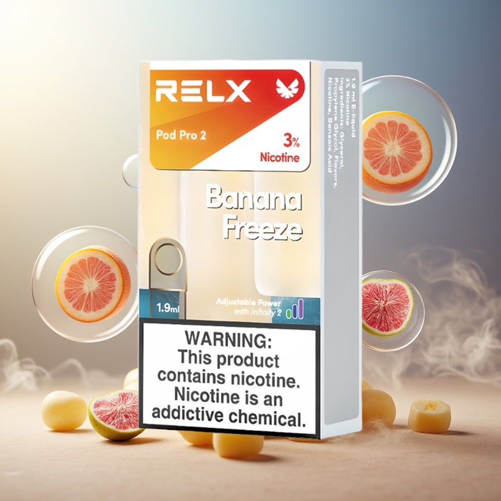 Partihandel Sverige RELX Pod Pro 2 3% 5% 600 puff 1.9ml 5.5W 6.5W 8W Banan Frost