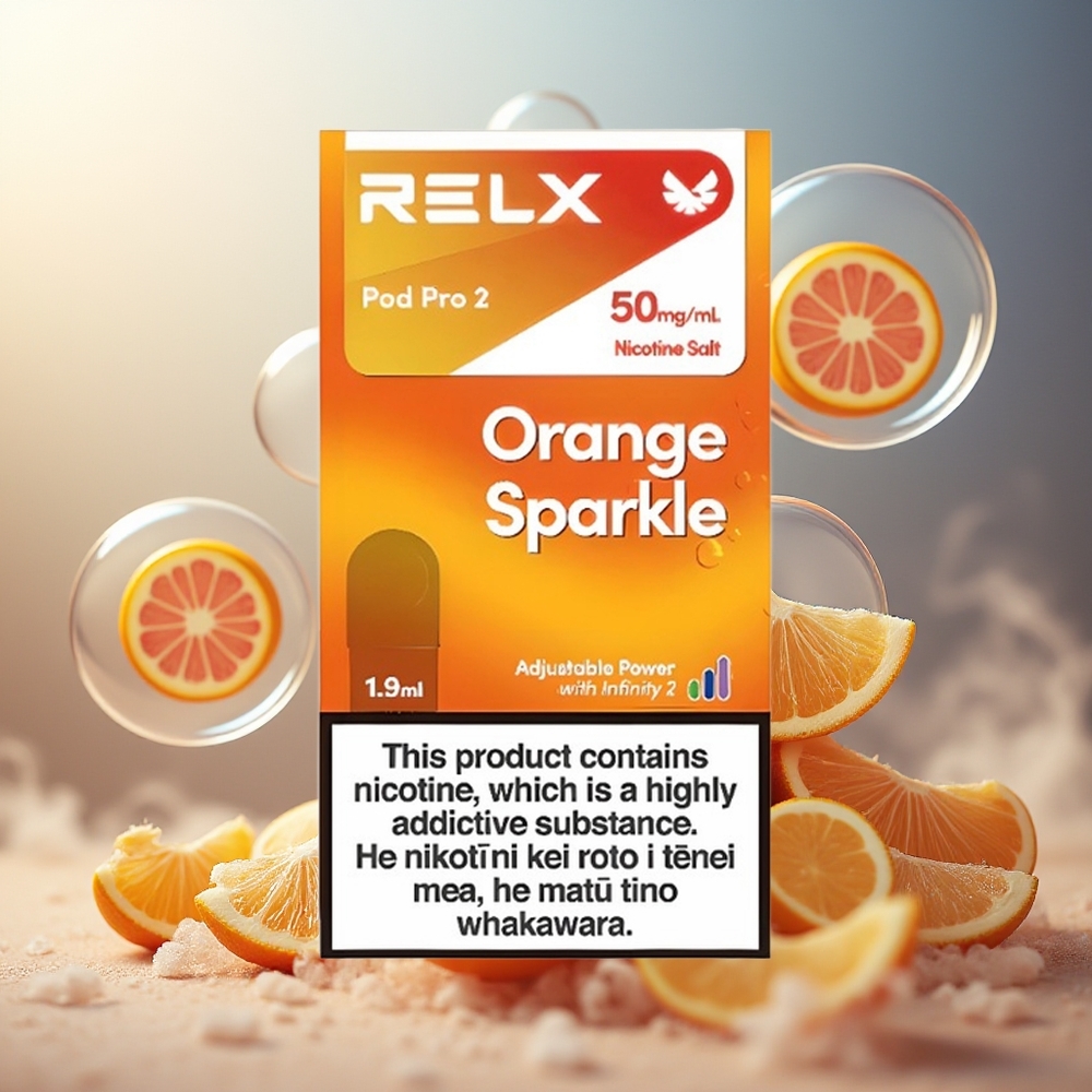 Partihandel Sverige RELX Pod Pro 2 3% 600 puffar 1.9ml 3 spänningslägen Orange Glitter
