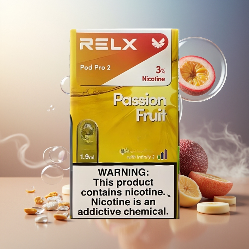 Partihandel Sverige RELX Pod Pro 2 600 Puffar 1.9ml Passionfrukt 3%/5% 3 Spänningslägen