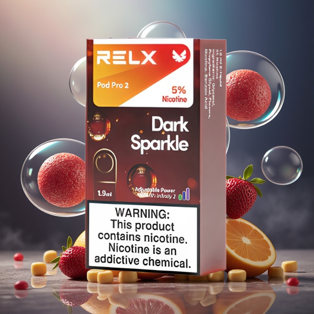 Partihandel Sverige RELX Pod Pro 2 600 puffar 1.9ml 3% 5% Mörk Glitter 3 lägen