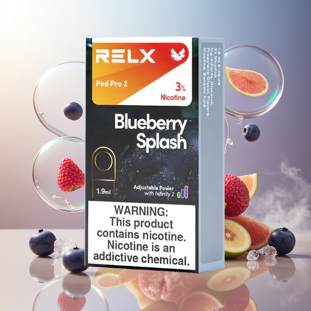 Partihandel Sverige RELX Pod Pro 2 600 puffar 1.9ml 3% Blåbärssmak 3 spänningslägen