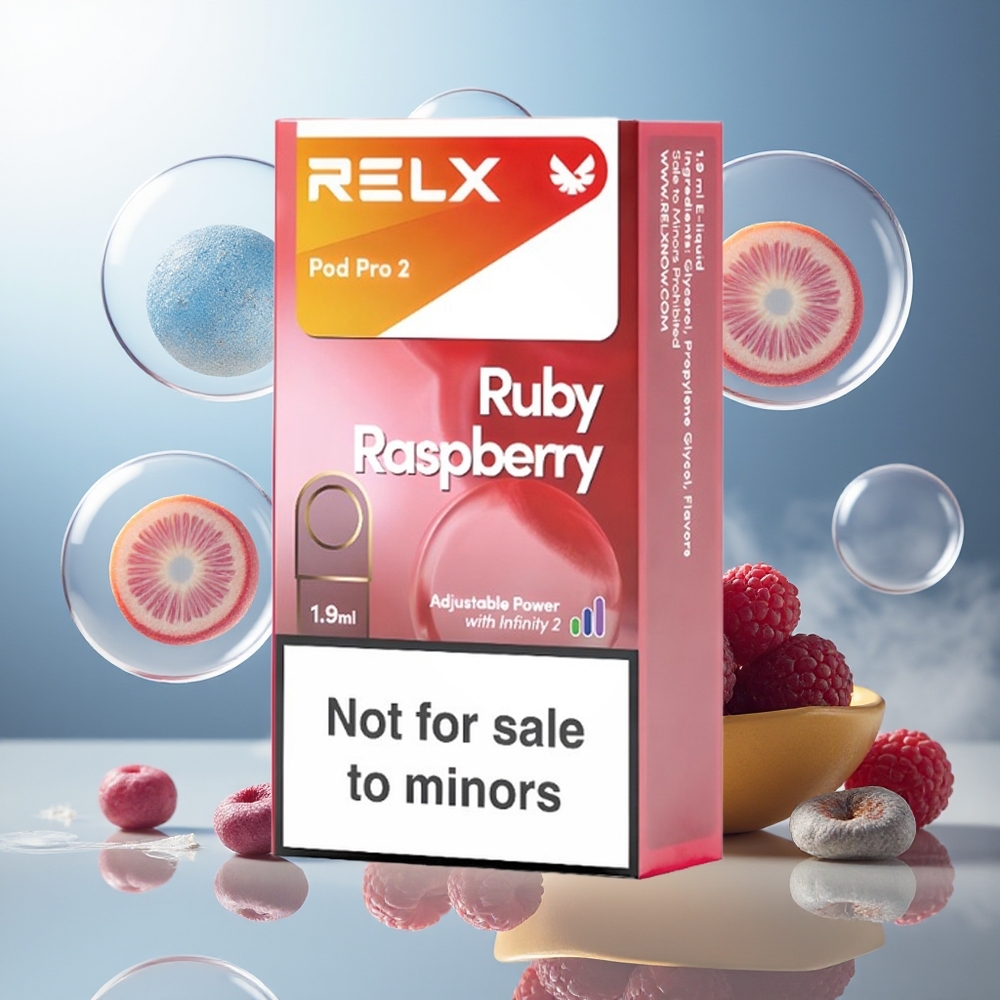 Partihandel Sverige RELX Pod Pro 2 600 puffar 1.9ml 3% blå hallon 2 munstycken Eco Smooth Boost
