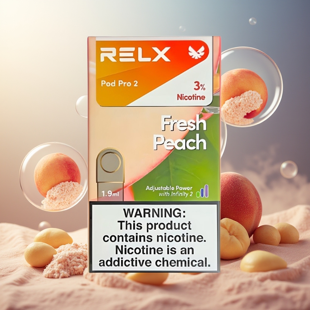 Partihandel Sverige RELX Pod Pro 2 600 puffar 1.9ml 3 spänningslägen Färsk Persika