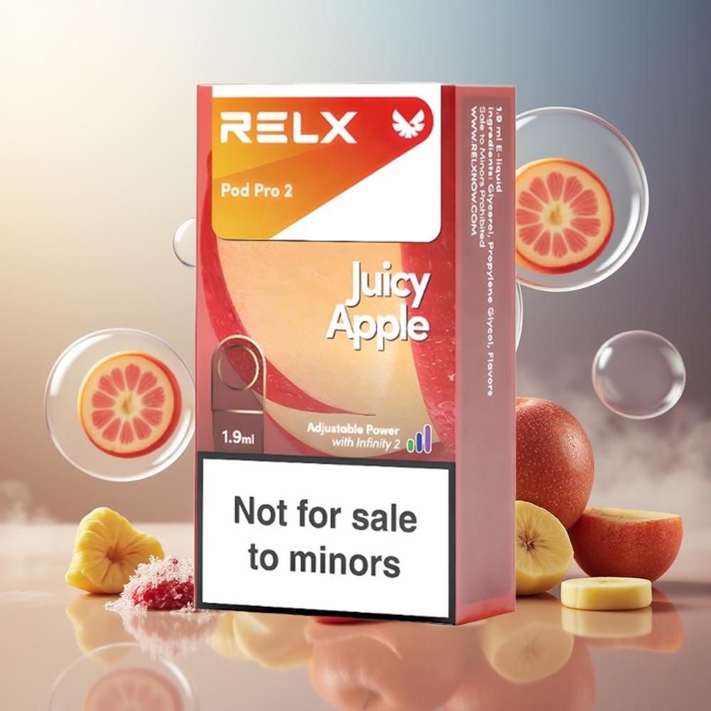Partihandel Sverige RELX Pod Pro 2 600 puffar 1.9ml 3 spänningslägen Saftigt Äpple