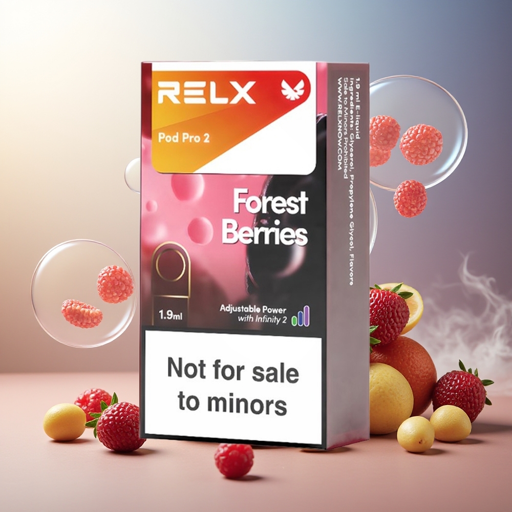 Partihandel Sverige RELX Pod Pro 2 Skogsbär 1.9ml 5% 600 puffar 3 spänningslägen 2 kapslar