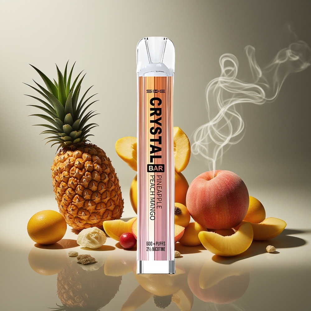 Partihandel Sverige SKE Crystal BAR 600 Ananas Persika Mango 2% 500mAh Mesh Coil