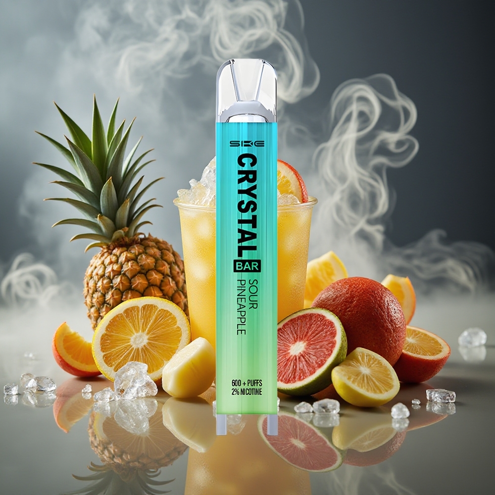 Partihandel Sverige SKE Crystal BAR 600 Engångs Vape Sur Ananas Is 2.0ml 500mAh