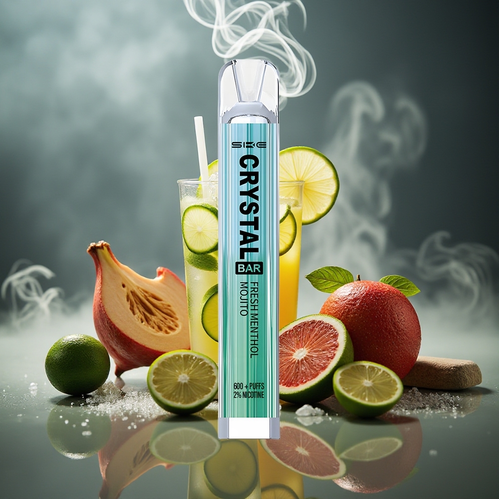 Partihandel Sverige SKE Crystal BAR 600 Vit Mentol Mojito Rostfritt Stål Mesh Coil 2ml